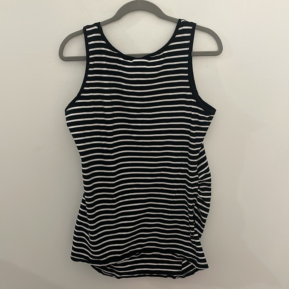 Black and White Striped Maternity Tank Top XL - Picture 5 of 6
